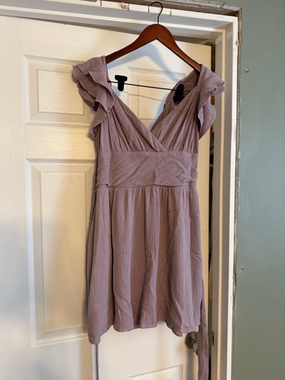 Listicle Lavender Ruffle V-Neck Mini Dress